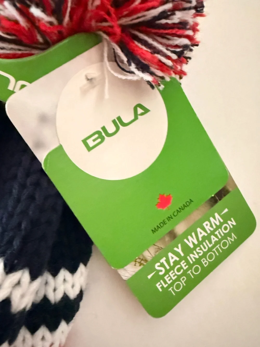 Bula Pom Pom Squaw Valley Tahoe Retro Fleece Lined Beanie NWT